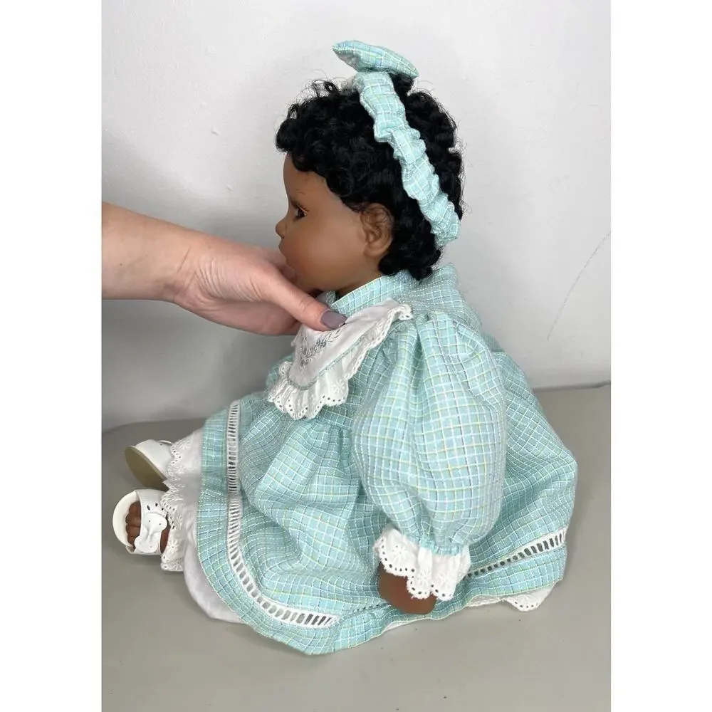 ADORA Name Your Own Baby Doll Dark Hair Brown Eyes Blue Dress KRV-047